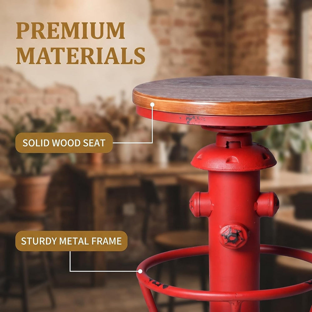 Topower Antique Industrial Round Bottom Adjustable Height Cafe Coffee Retro V...
