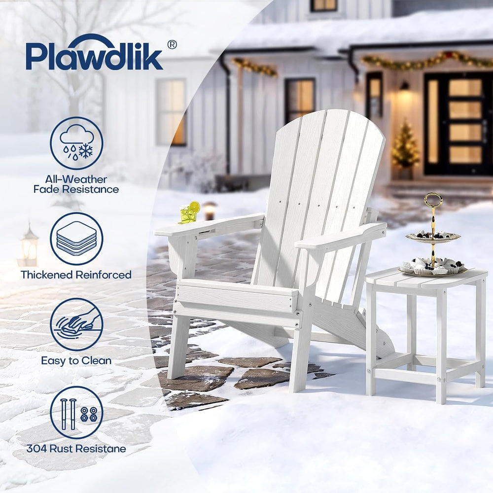 Plawdlik Folding Adirondack Chair Set of 6 with Cup Holder,Wooden Textured,He...