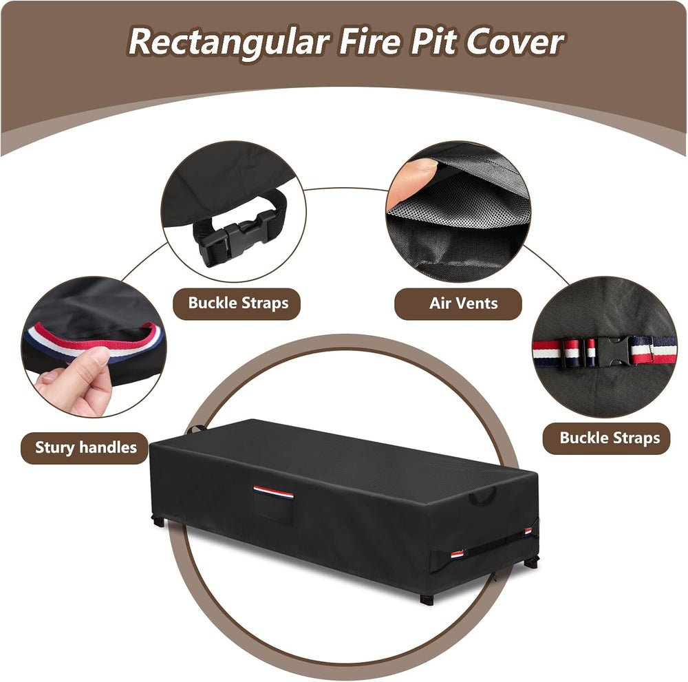 Rectangular Fire Pit Cover 56 inch,Heavy Duty 600D Waterproof Propane Gas Fir...