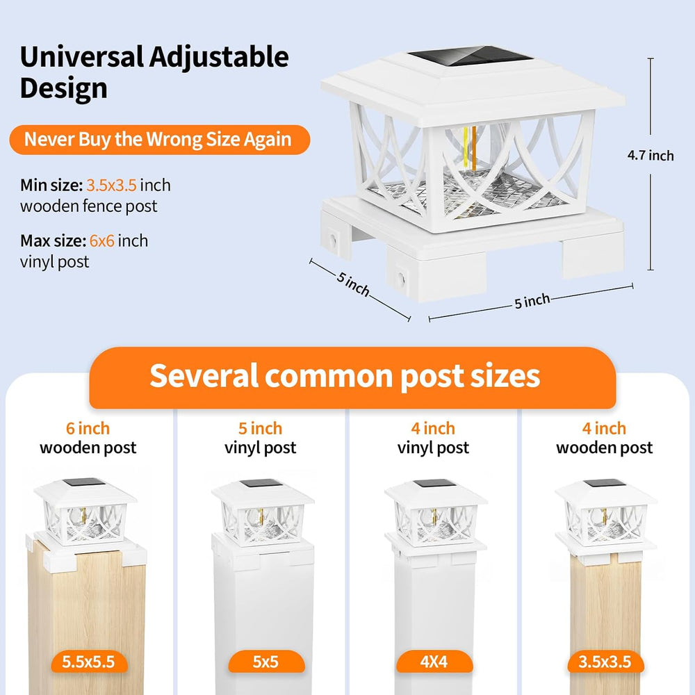 JOFIOS Solar Post Lights Outdoor 2pack, Adjustable Base Fits 3.5"–6"...