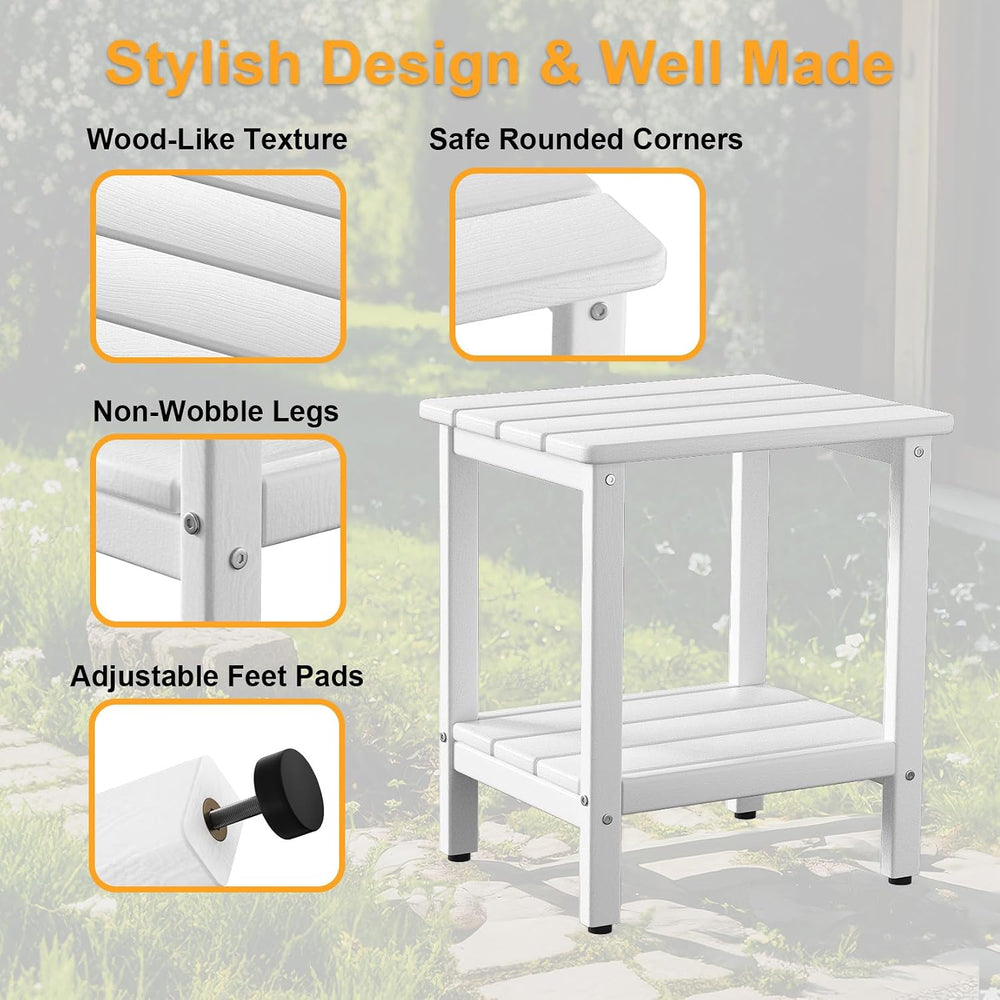 Outdoor Side Table, 17.7-Inch Patio Side Table with Adjustable Feet