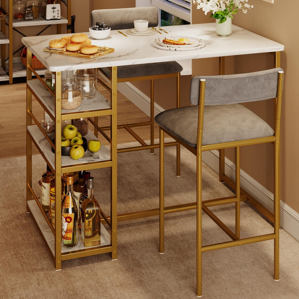 GAOMON Dining Table Set for 2, Kitchen Table and Upholstered Chairs for 2, 3 ...