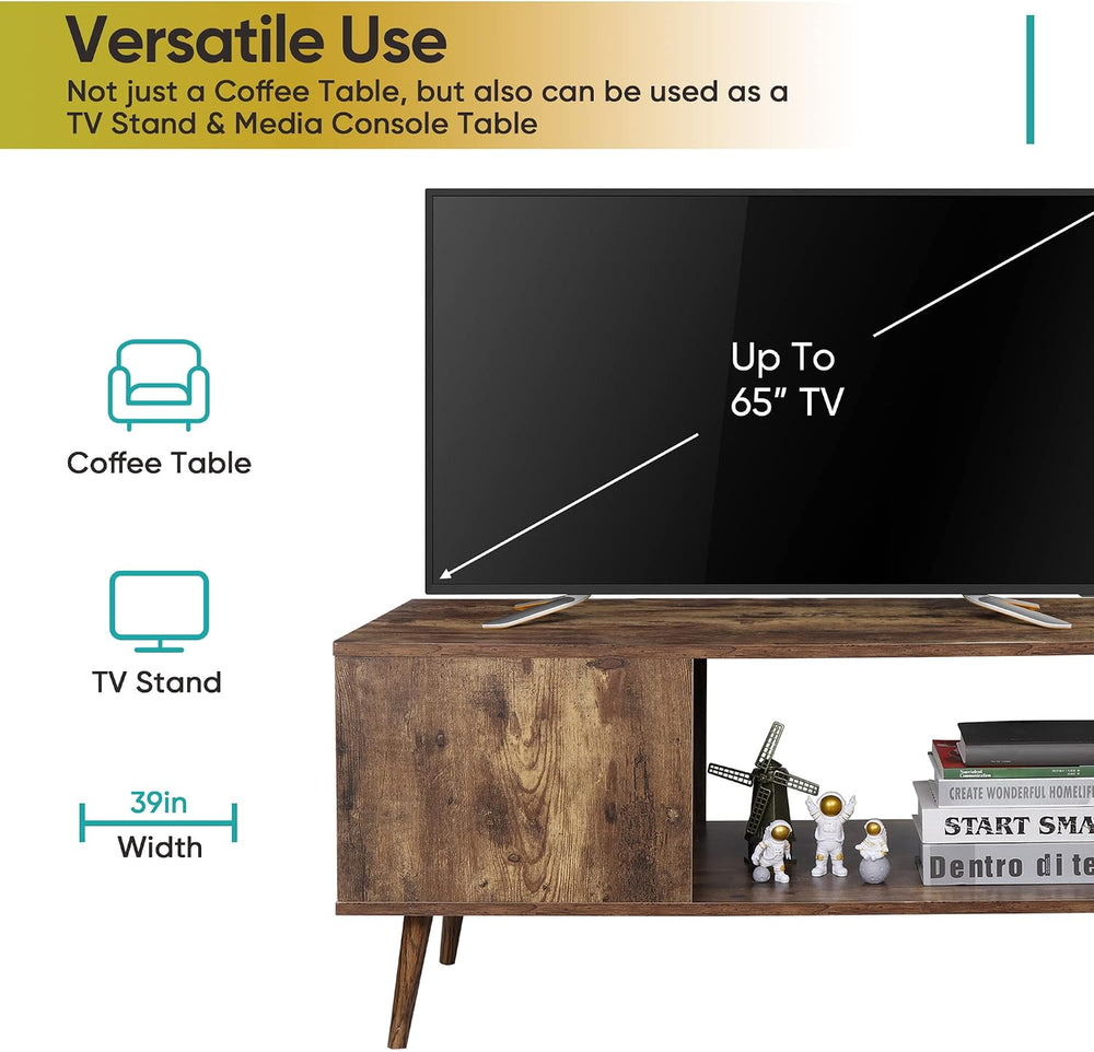 ZenStyle Mid Century Modern Coffee Table, Wooden Retro Coffee Table with Open...