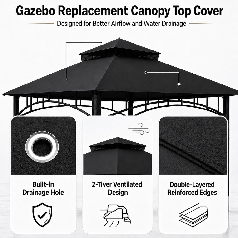 10x10 Canopy Replacement Top for Target Madaga Gazebo, Black