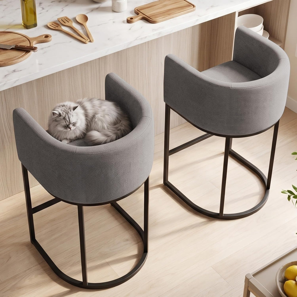 26" H Counter Height Bar Stools Set of 4, Modern Barrel Counter Stools w...