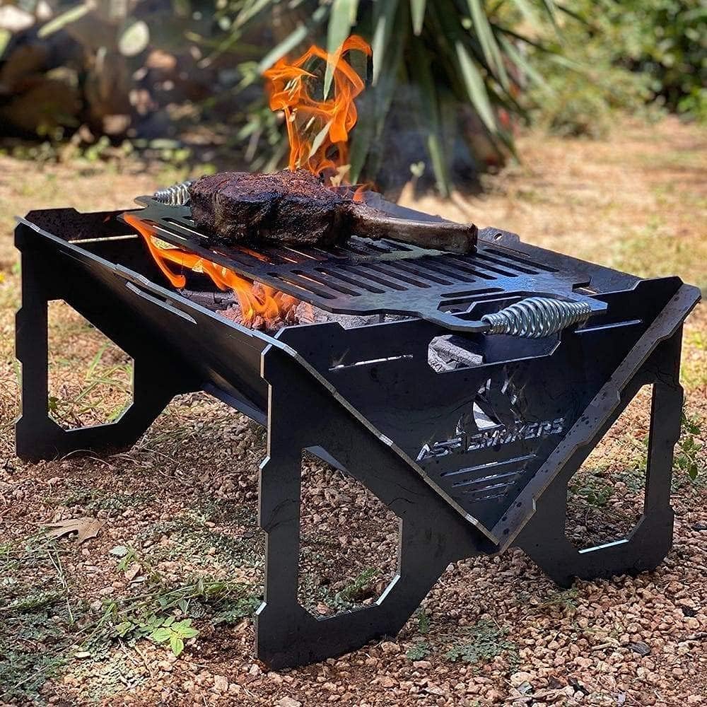 ASF All Seasons Feeders - EZ Pack Portable Firepit with Grill - Heavy Duty Tr...