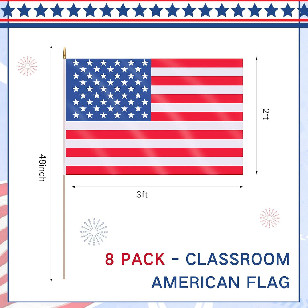 Newwiee Classroom American Flag for Schools 2 x 3ft, 8 Pcs