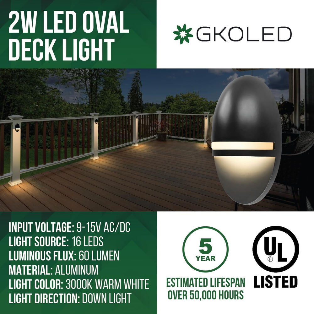 GKOLED 2-Pack Low Voltage LED Post Light, Outdoor Waterproof Landscape Deck L...