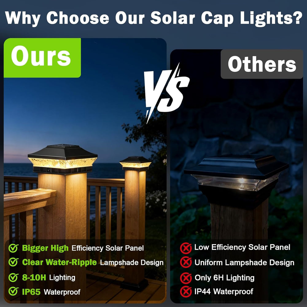 Brightever 4x4 3.5x3.5 Solar Post Cap Lights 12-Pack Black