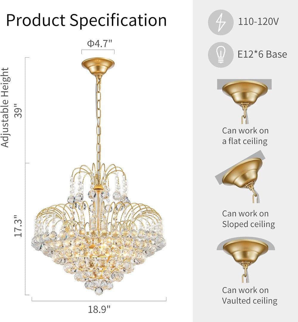 WUZUPS Crystal Chandelier Pendant Flushmount Ceiling Light Modern Lighting Fi...