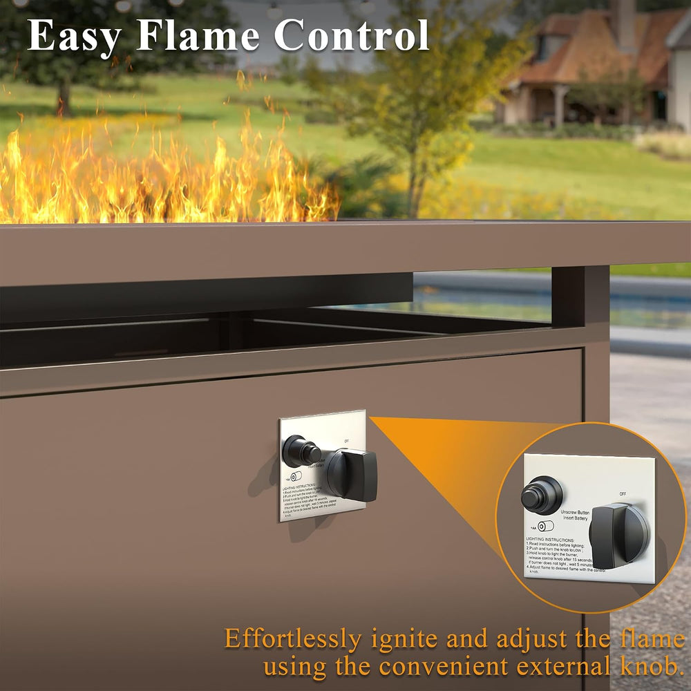43" Propane Fire Pit Table, 55,000 BTU Outdoor Gas Fire Table with Lid, ...