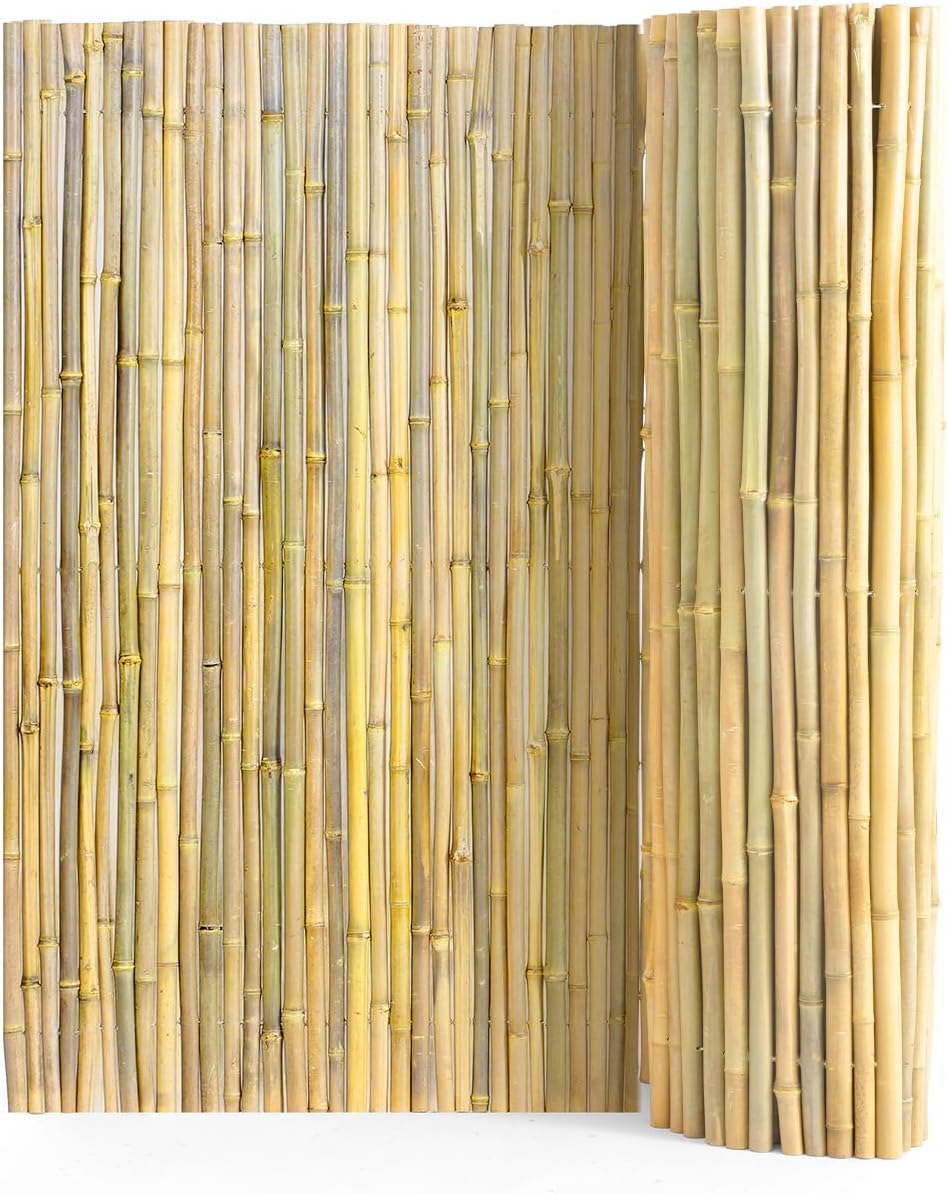 VEVOR Natural Rolled Bamboo Fence, Eco-Friendly Privacy Screen 4 ft H x 8 ft ...