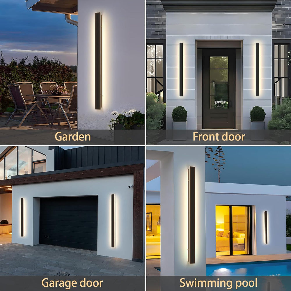 Modern Outdoor Wall Lights, 31.5Inch Black LED 3000K IP65 Waterproof Outdoor ...