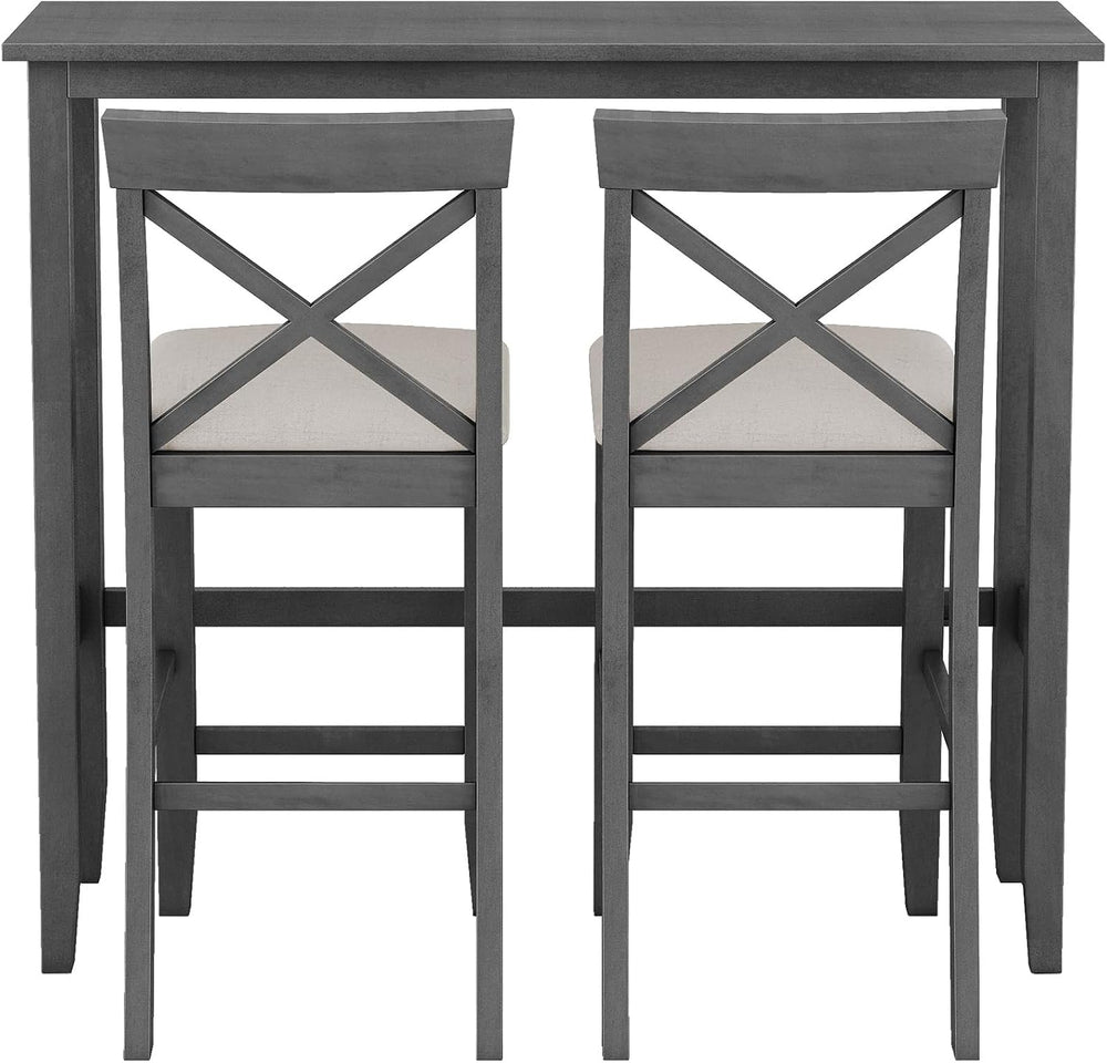 LUMISOL 3 Piece Pub Table and Chair Set, Small Bar Height Kitchen Table and C...