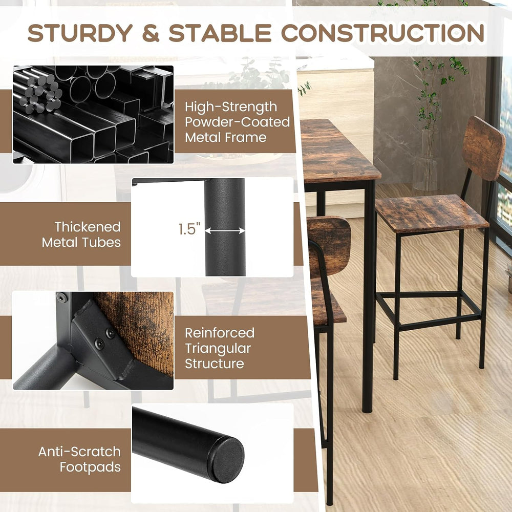Giantex 5-Piece Dining Table Set W/Counter Height Table & 4 Bar Stools, I...