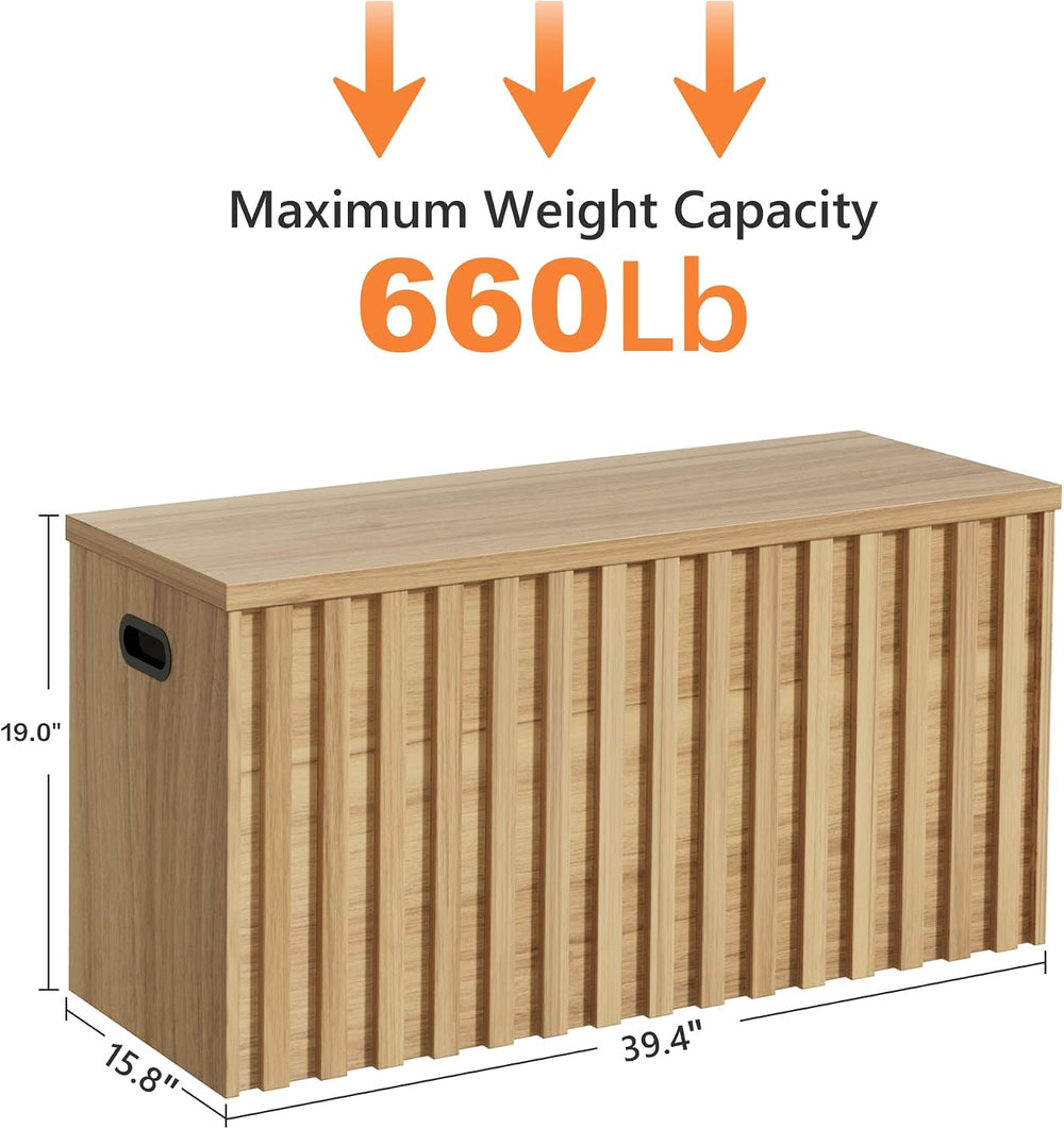 UEV Storage Bench,39.4" Wood Box, Storage Trunk with 2 Safety Hinges, Ot...