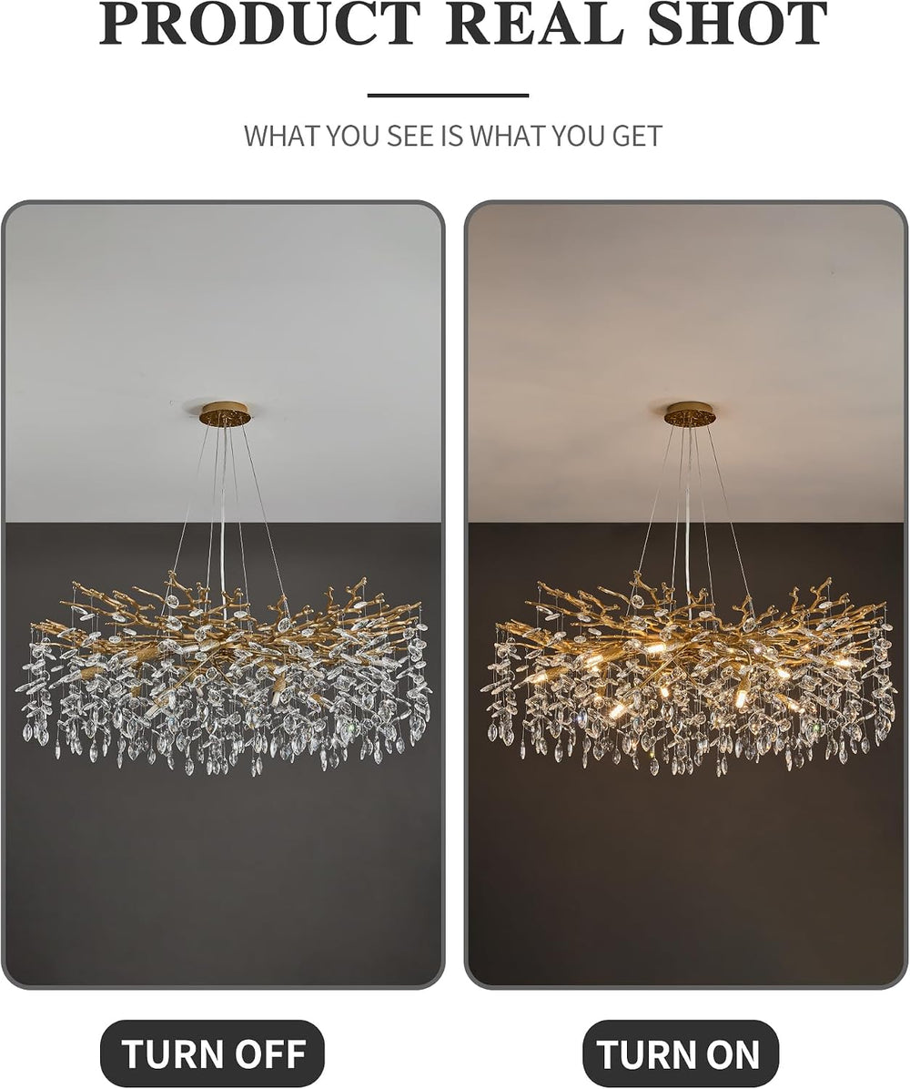 Modern Tree Branch Crystal Chandelier Luxury Gold Crystal Pendant Lighting 40...