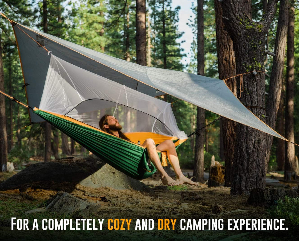 Ryno Tuff XL 2 Person Camping Hammock with Mosquito Net & Rain Fly - Comp...