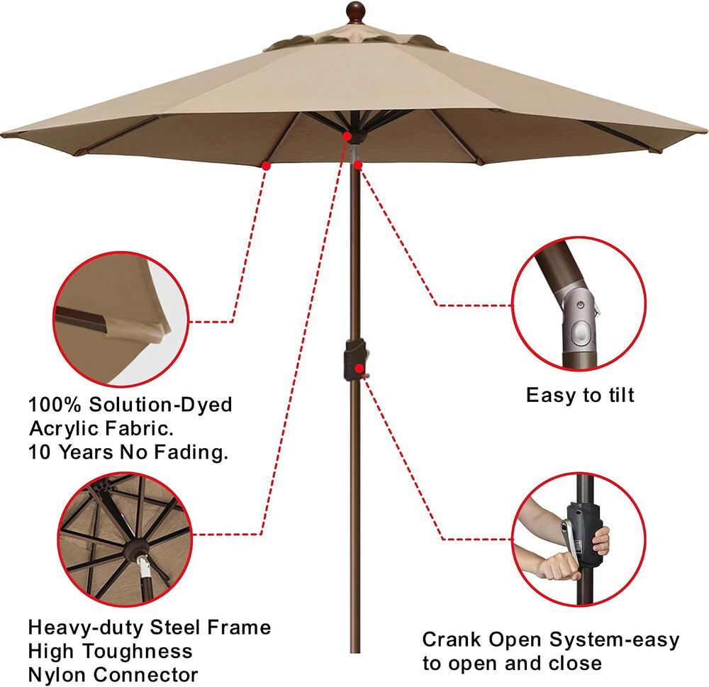 EliteShade USA 10-Year-Non-Fading 9Ft Market Patio Umbrella, UPF 50+ UV Prote...