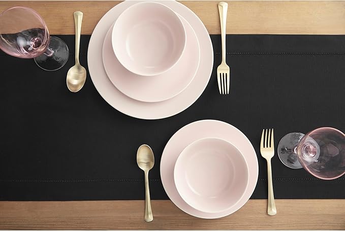 Solino Home Black Table Runner 108 Inches Long - Cotton Linen Hemstitch 14 x ...
