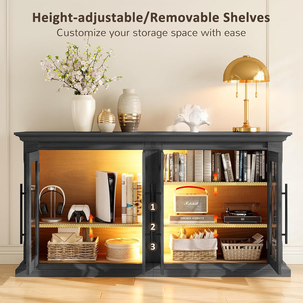 Naice 104" Fireplace TV Stand, Electric Fireplace Mantel with Power Outlet
