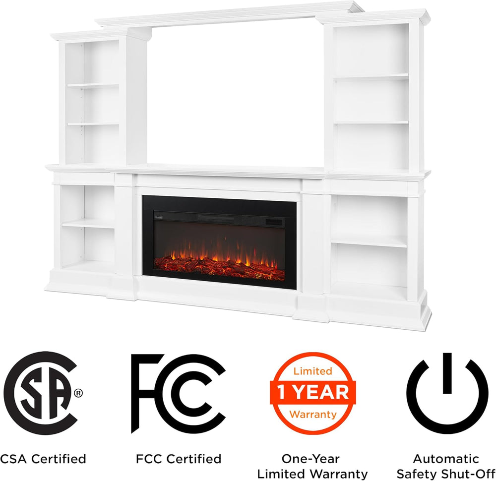 Real Flame Monte Vista Electric Media Fireplace, White,9900E-W