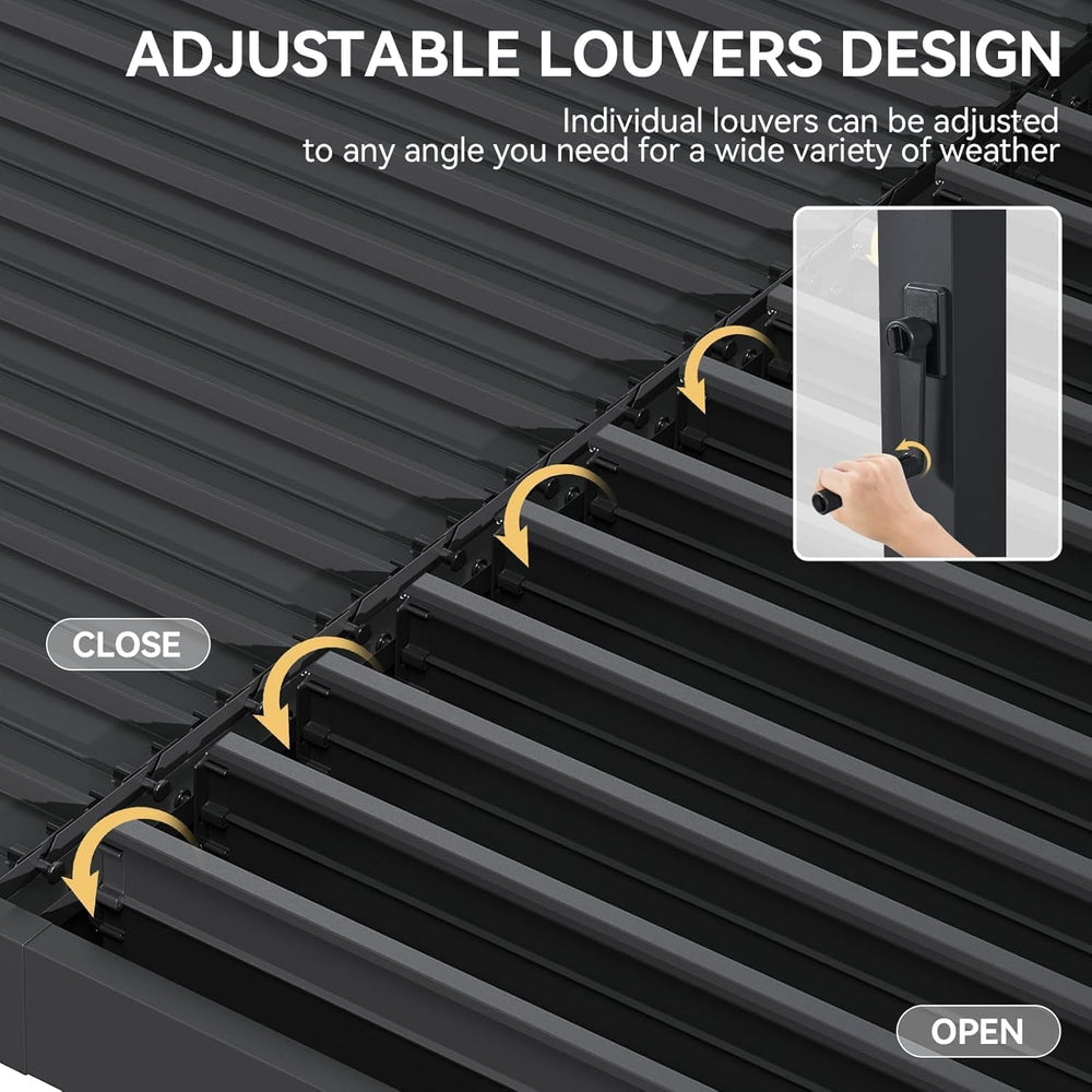Aoxun Louvered Pergola 12' x16' Full-Aluminum Outdoor Gazebo, Gray
