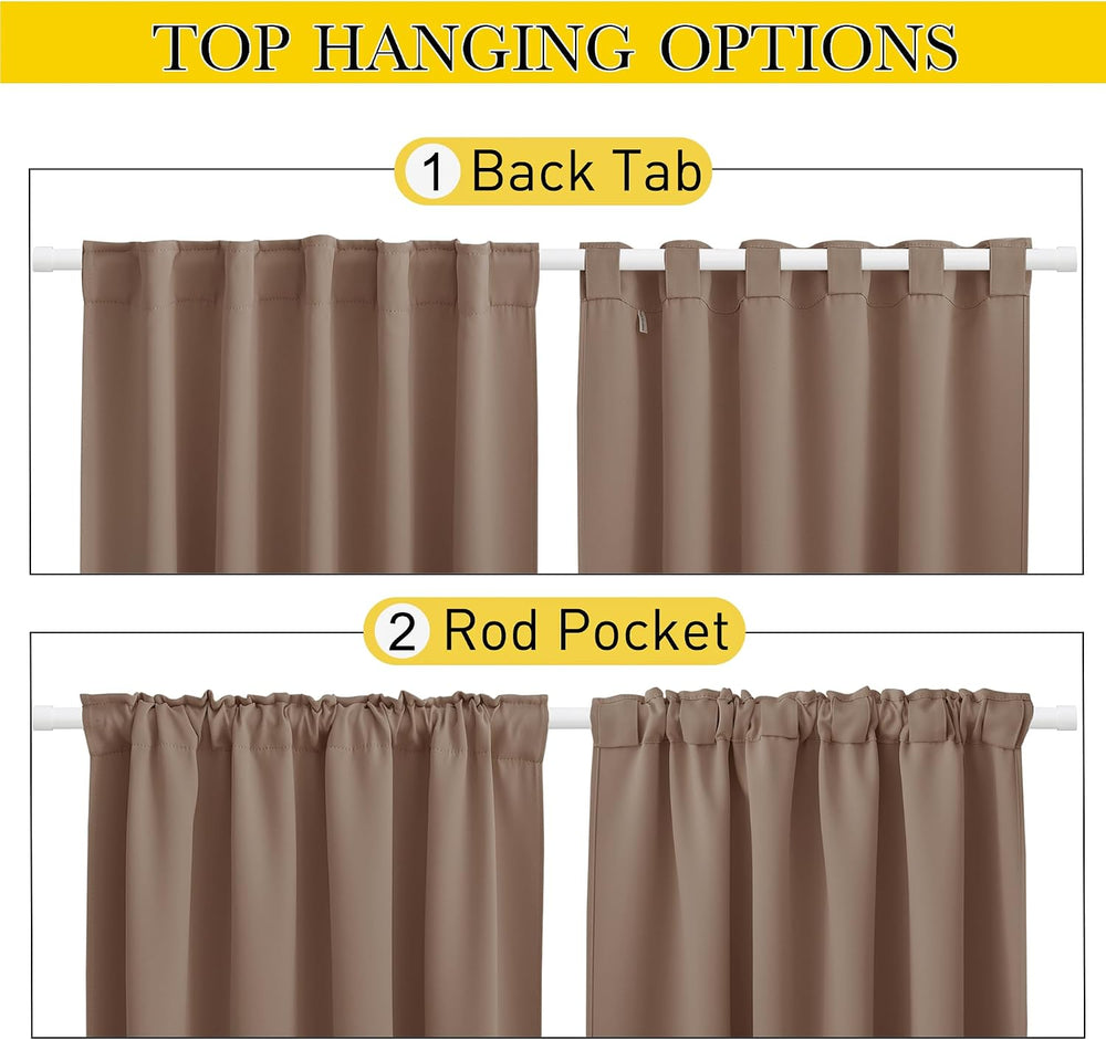 NICETOWN 2 Panels Waterproof Outdoor Curtains Fixed Pocket & Back Tab on ...