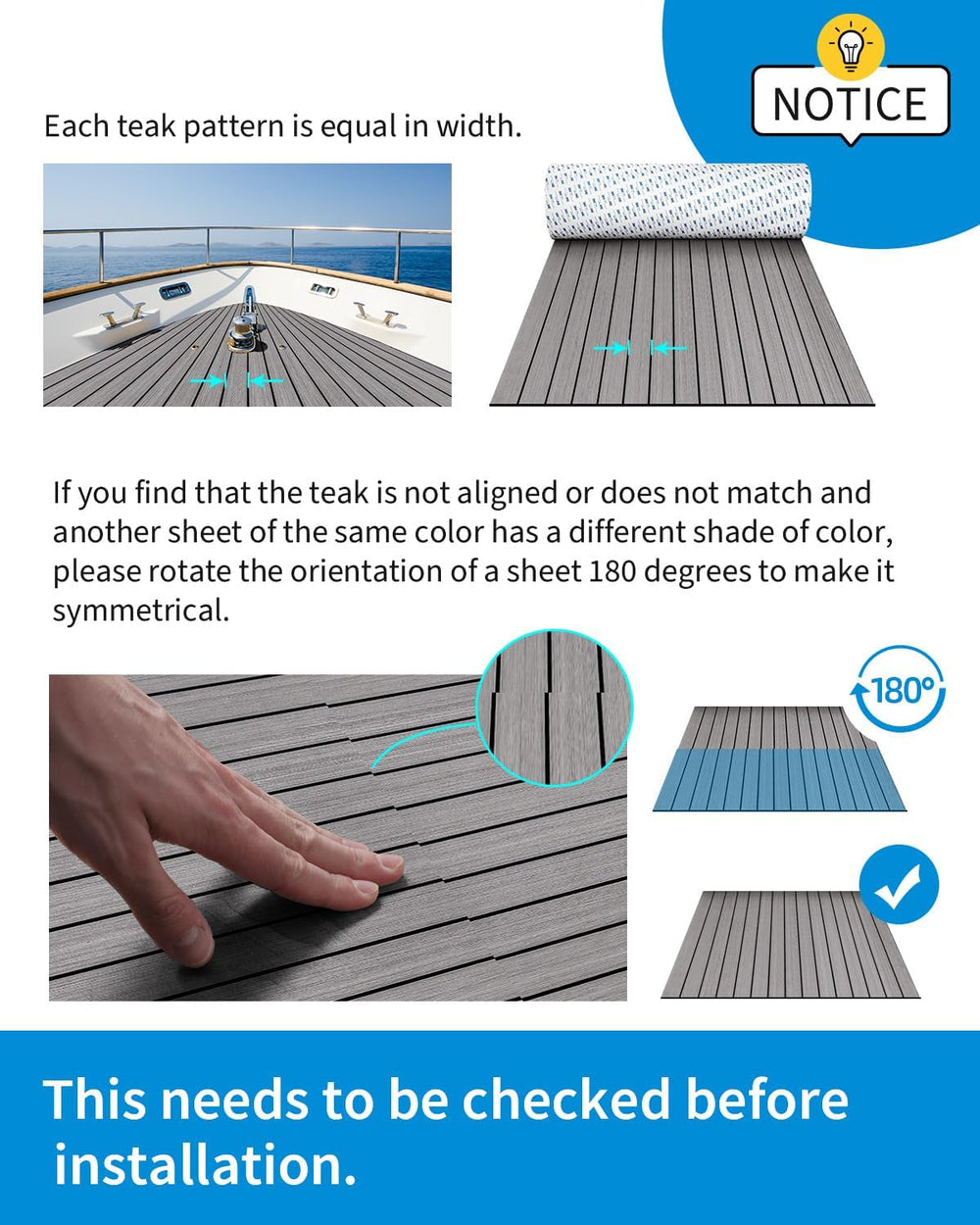 OCEANBROAD Boat Flooring 96''x16.8''/28.8''/36'