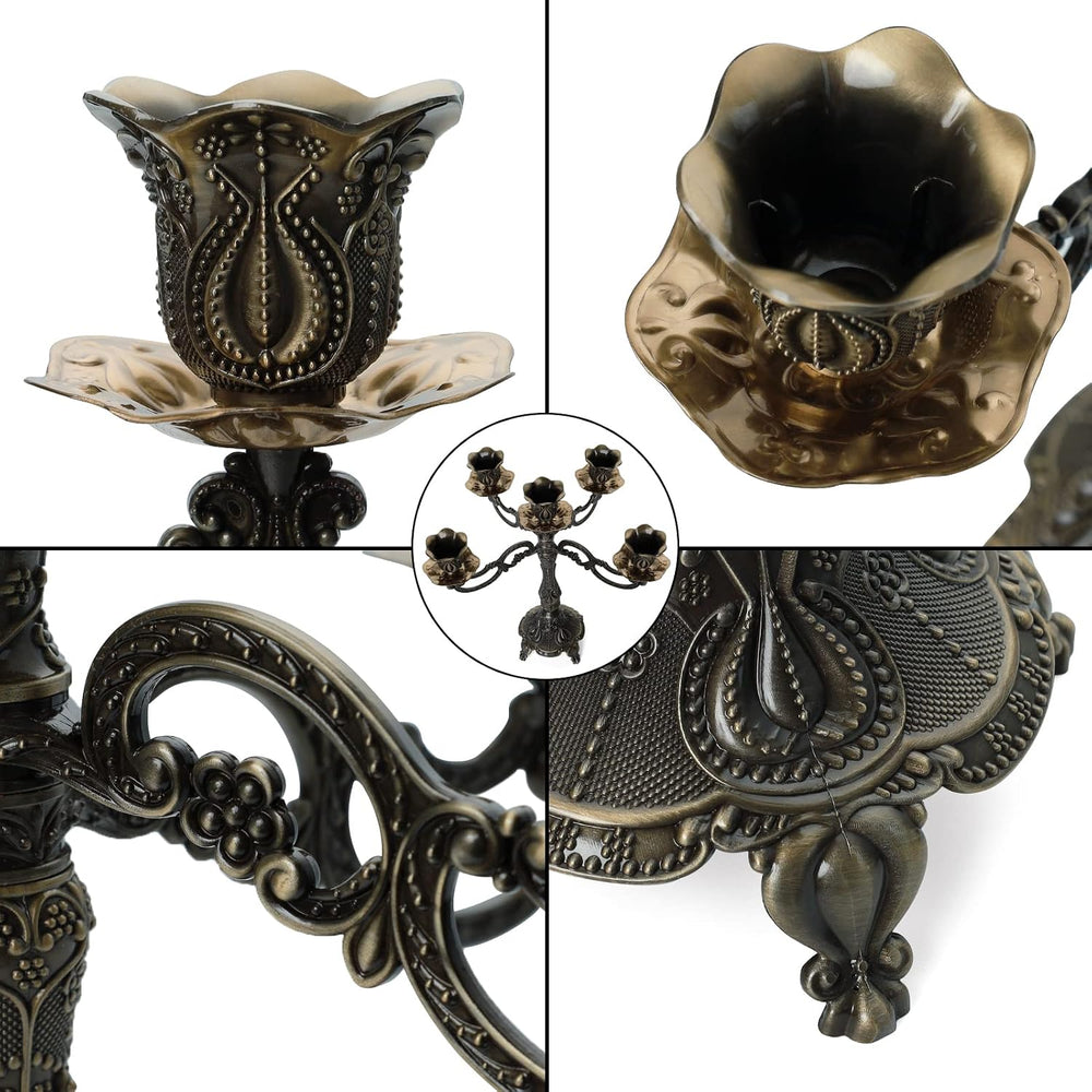 5-Candle Metal Candelabra 10.3 Inch Tall Candlestick Candle Holders for Home ...