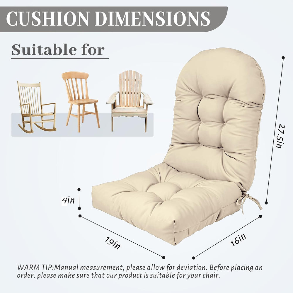 Thickened High-Back Adirondack Rocking Chair Cushion Beige