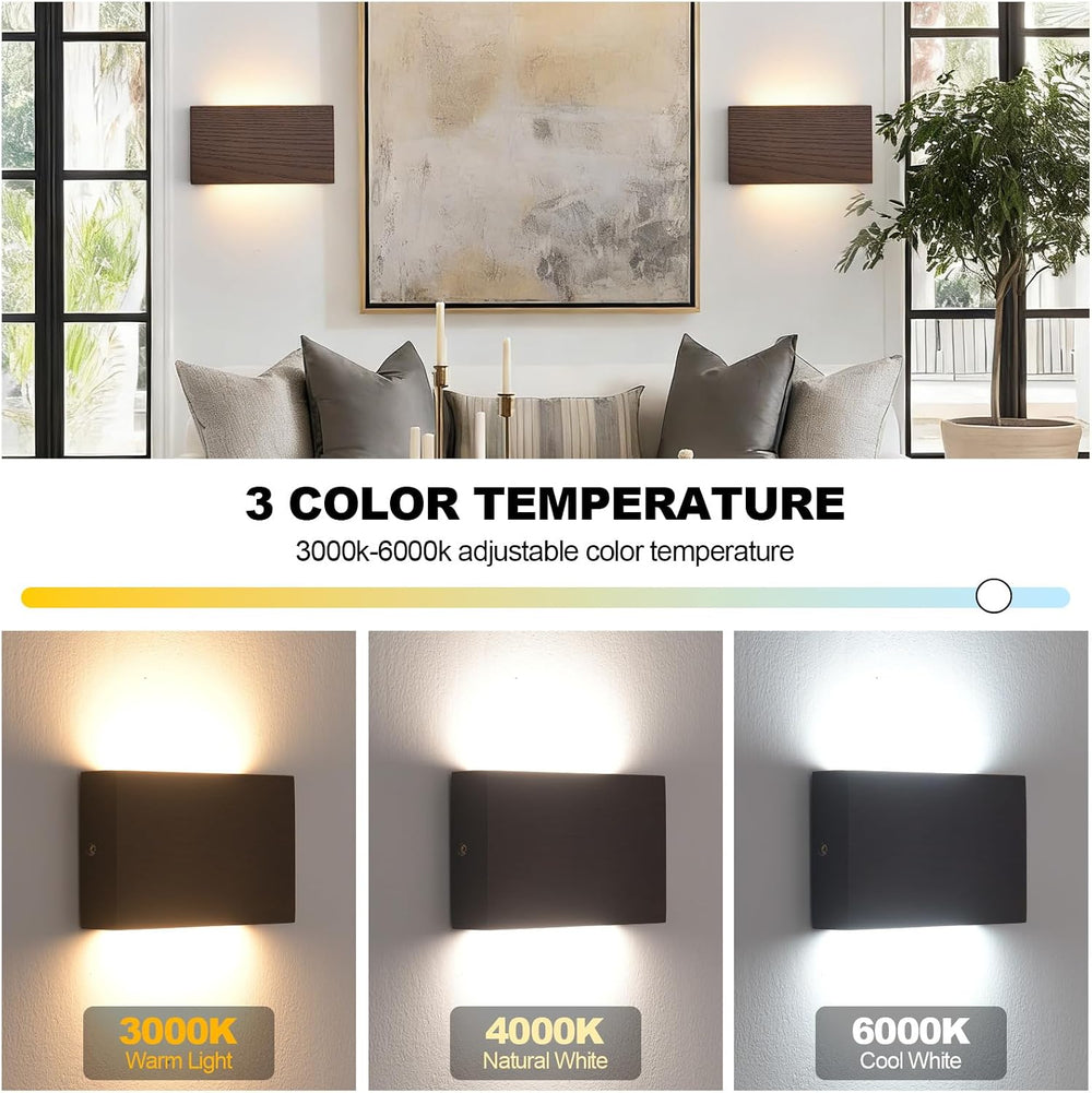 Wood Wall Sconce Indoor Wall Lights Hardwired 2 Pack Up and Down,wall Lights ...