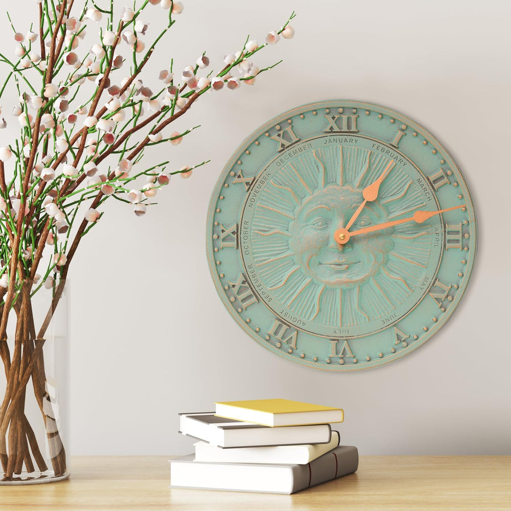 Whitehall Products Sunface Clock, Copper Verdi