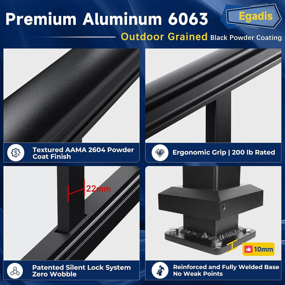 Egadis 1 Pack 42 in x 6 ft Modular Aluminum Porch and Deck Railing Kit