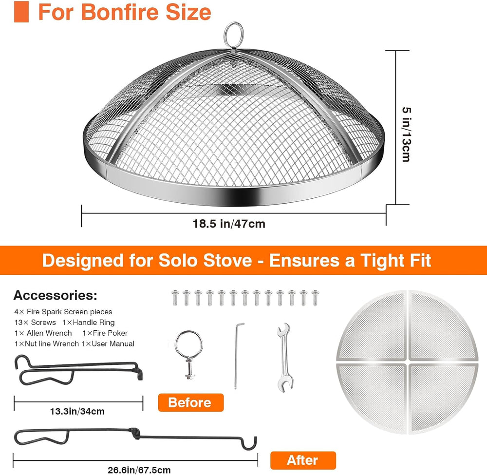 19.5 inch Steel Fire Pit Spark Screen for Solo Stove Bonfire