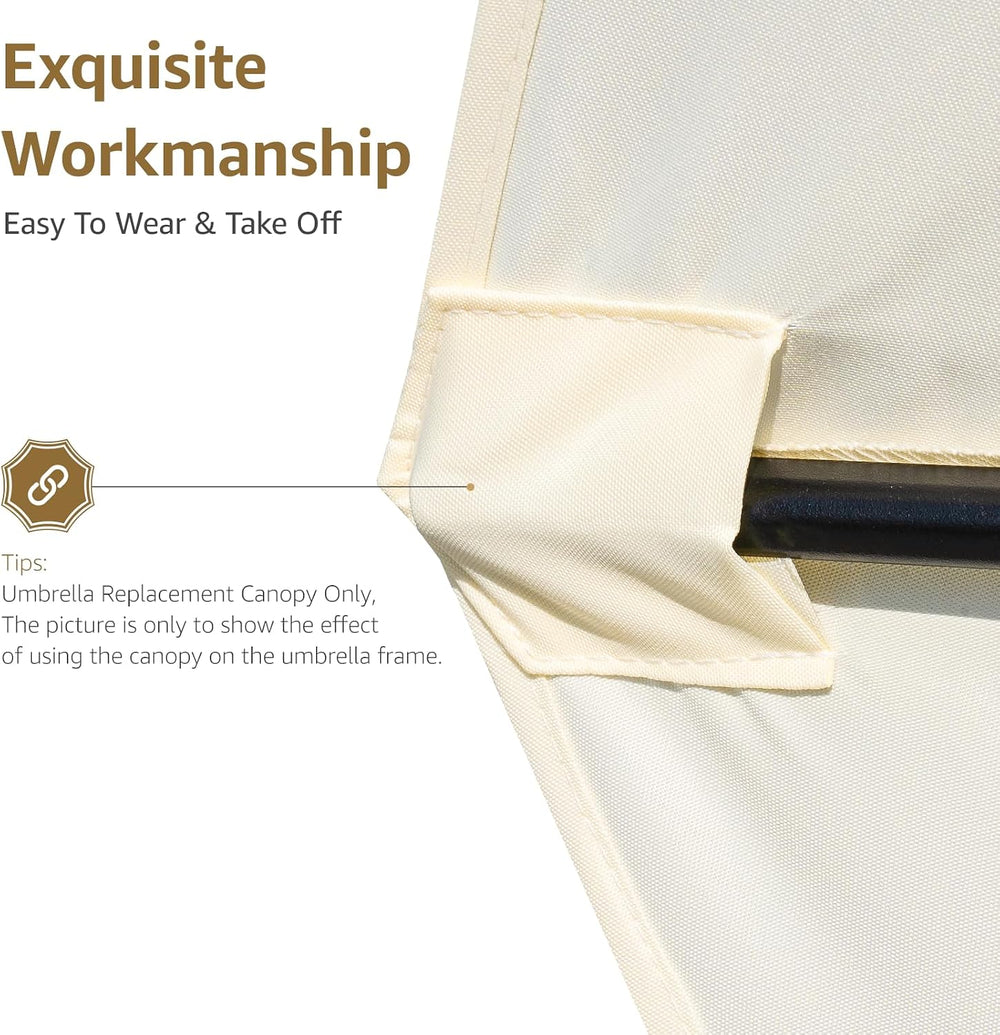 9 Feet Patio Umbrella Replacement Canopy for 6 Ribs, Market Umbrella Top, Yar...