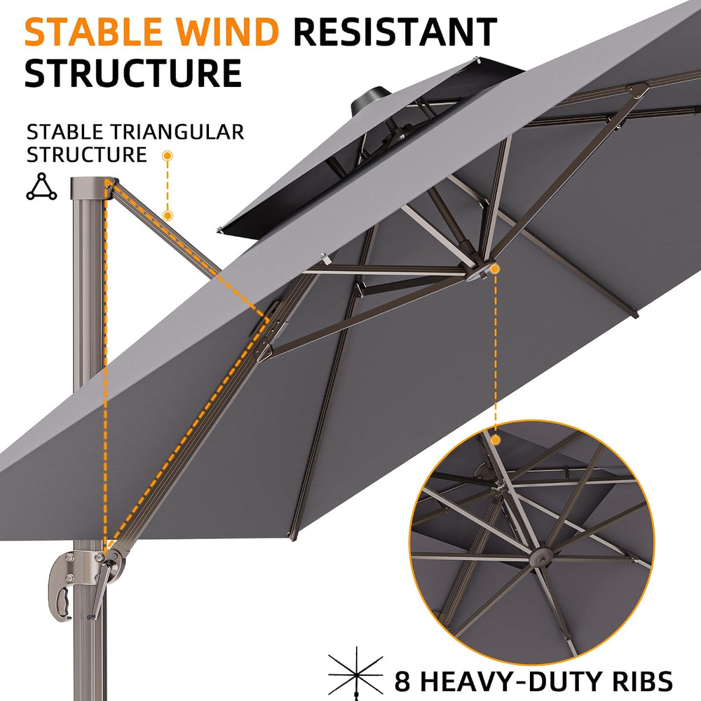 10' X 13' Outdoor Patio Umbrella Large Rectangle Cantilever Umbrella ...