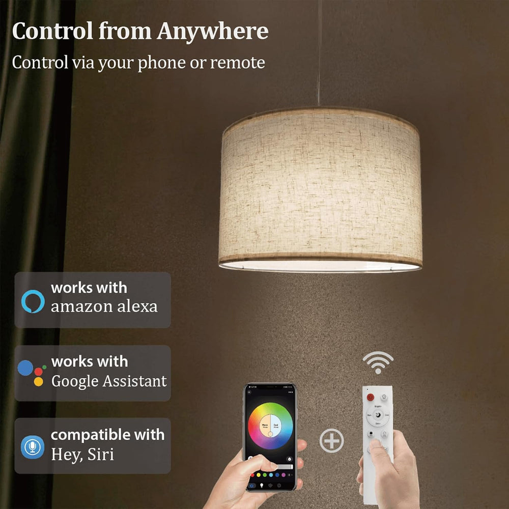 Hanging Lamp Plug in Pendant Light 2 Pack with Remote Control, 15Ft Hanging L...