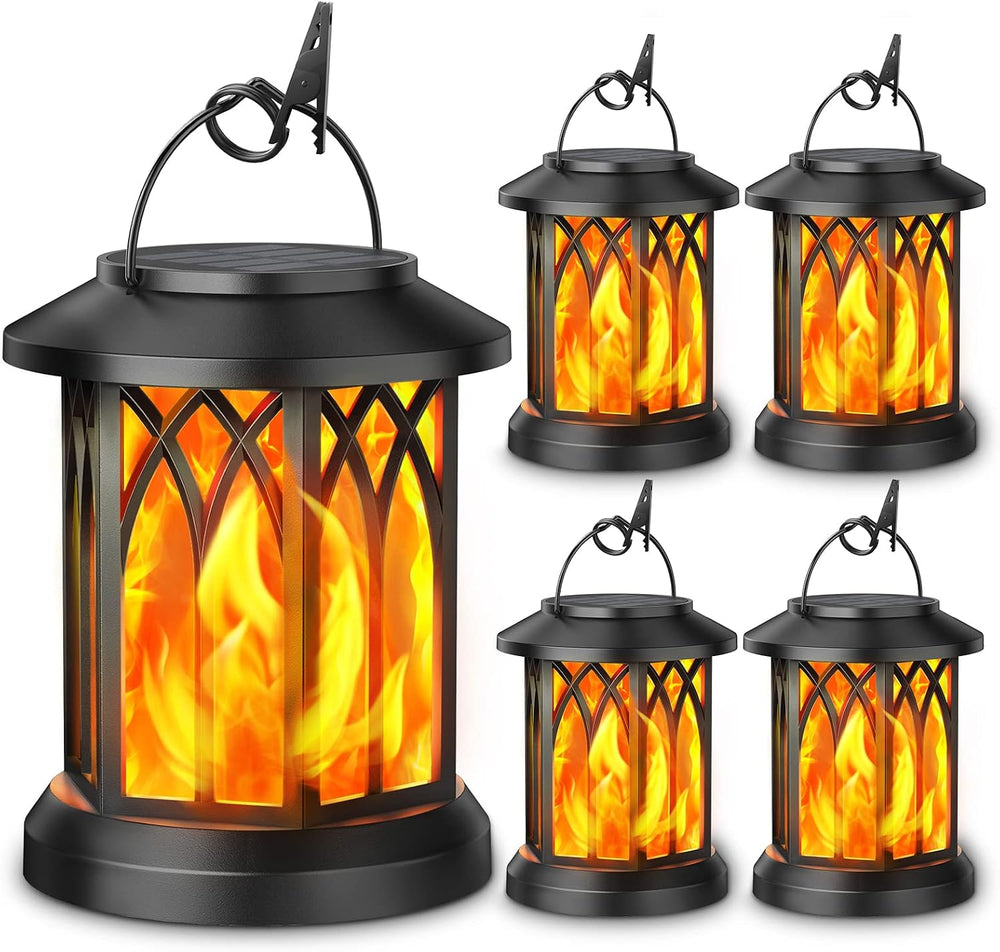 KOOPER 4 Pack Solar Lantern Outdoor Lights, Upgraded Flickering Flame Solar L...