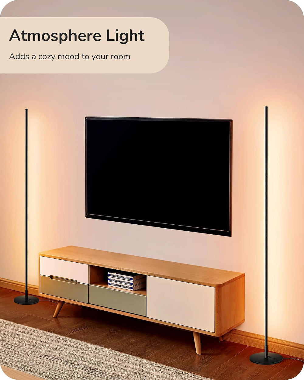 EDISHINE LED Corner Floor Lamp, 57.5" Minimalist Dimmable Sleek Light, A...