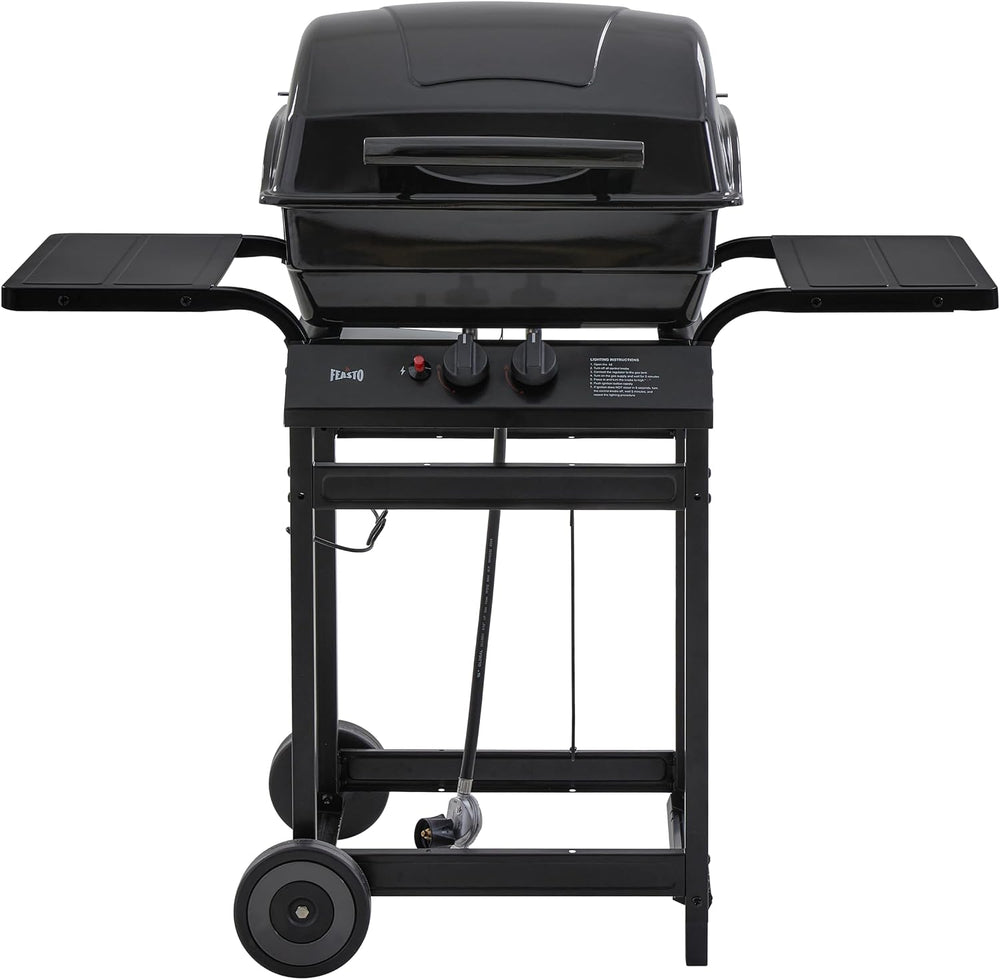 Feasto 2 Burner Propane Gas Grill for Outdoor Cooking and BBQ, Black