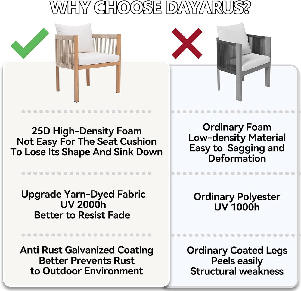 Outdoor Dining Chairs Set of 2, Wicker Patio Furniture Set with Armrests, Cus...