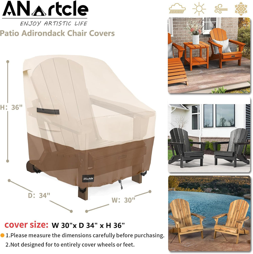 ANartcle Patio Adirondack Chair Cover 2 Pack,600D Waterproof Heavy Duty Outdo...