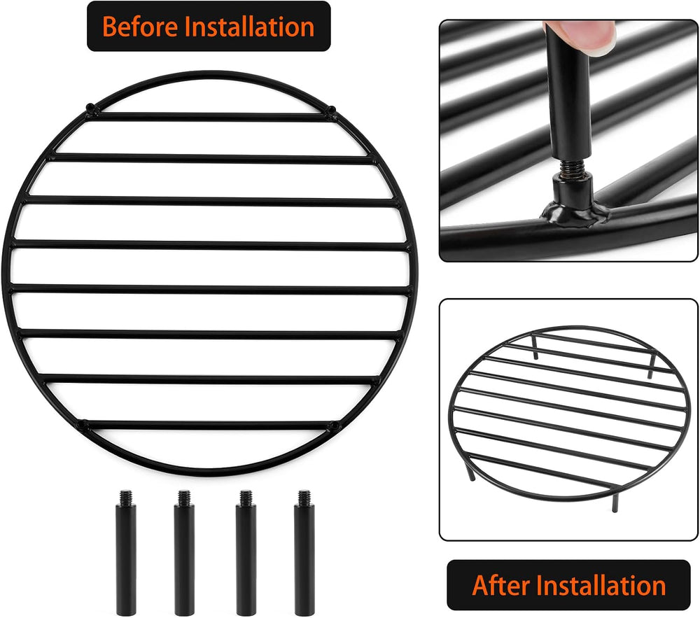 onlyfire Heavy Duty Fire Pit Grate with High Temp Coating & Removable Legs