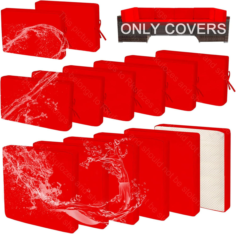 14Pcs Patio Cushion Covers, Furniture Cushion Slipcovers, 24.8"x24.8&quo...