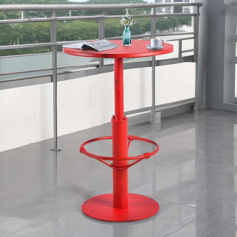 Industrial Pub Table 23.6" Iron Round Desktop 37.4" Height Cast Iro...