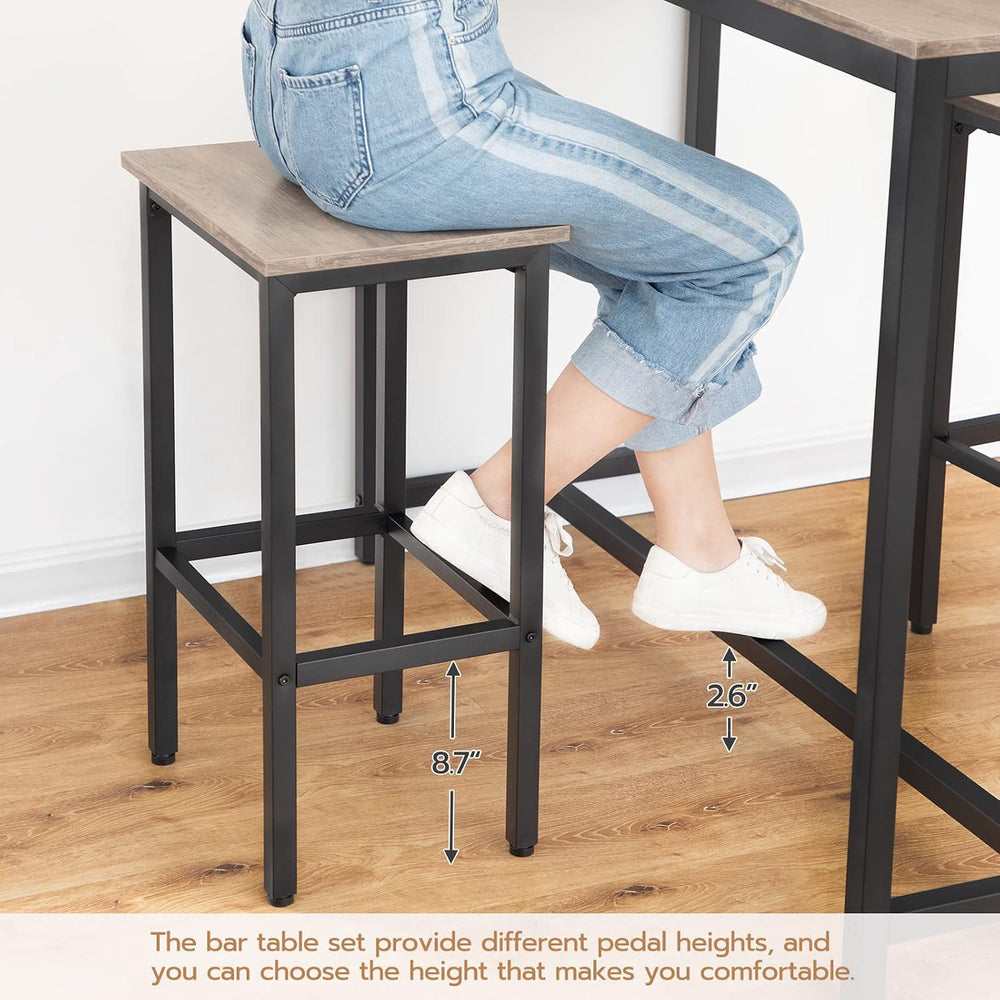HOOBRO Bar Table and Chairs Set, 47.2” Rectangular Pub Table with 2 Stools fo...