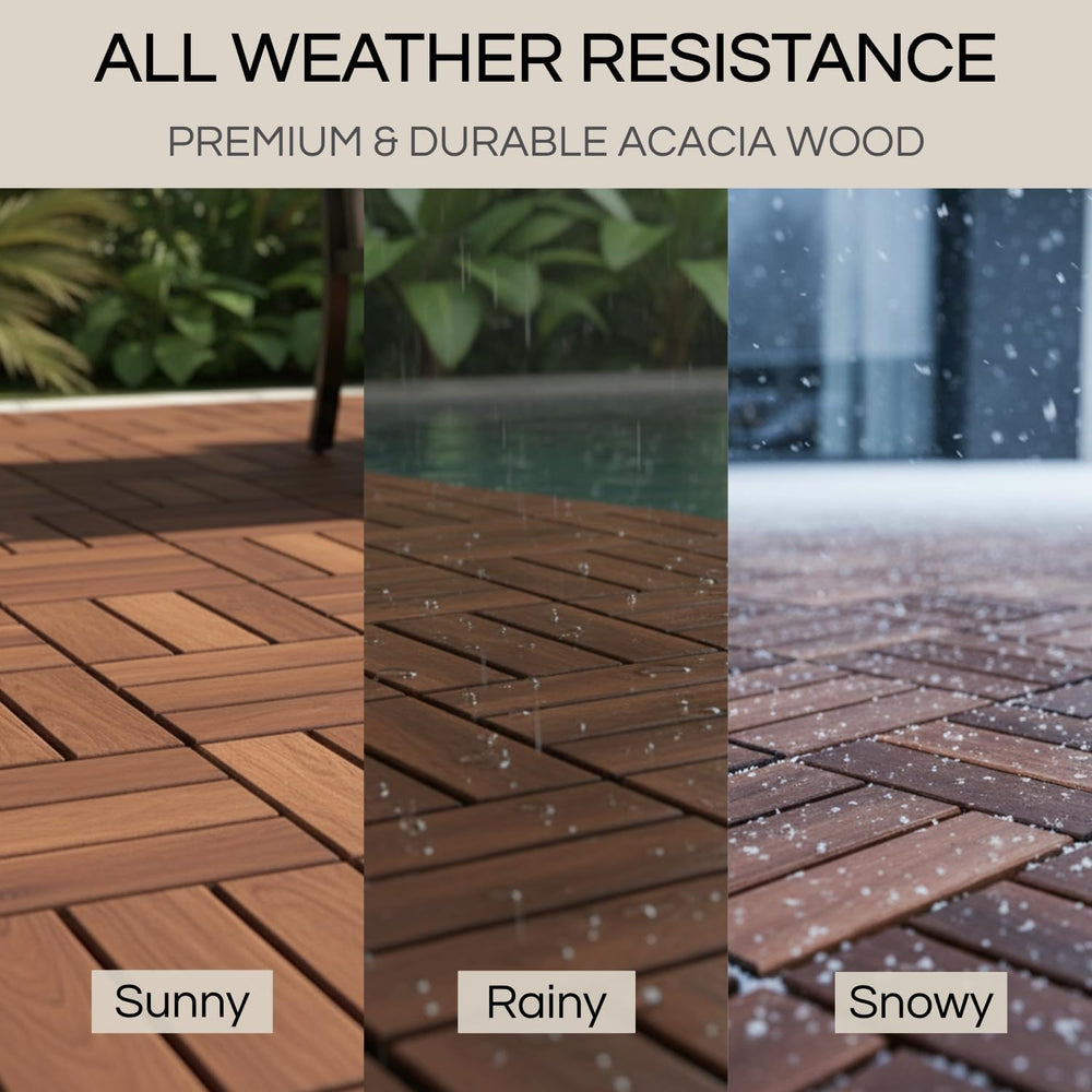 THYOI Premium Deck Tiles, 10 Pcs Patio Flooring - Brown - Round Joint