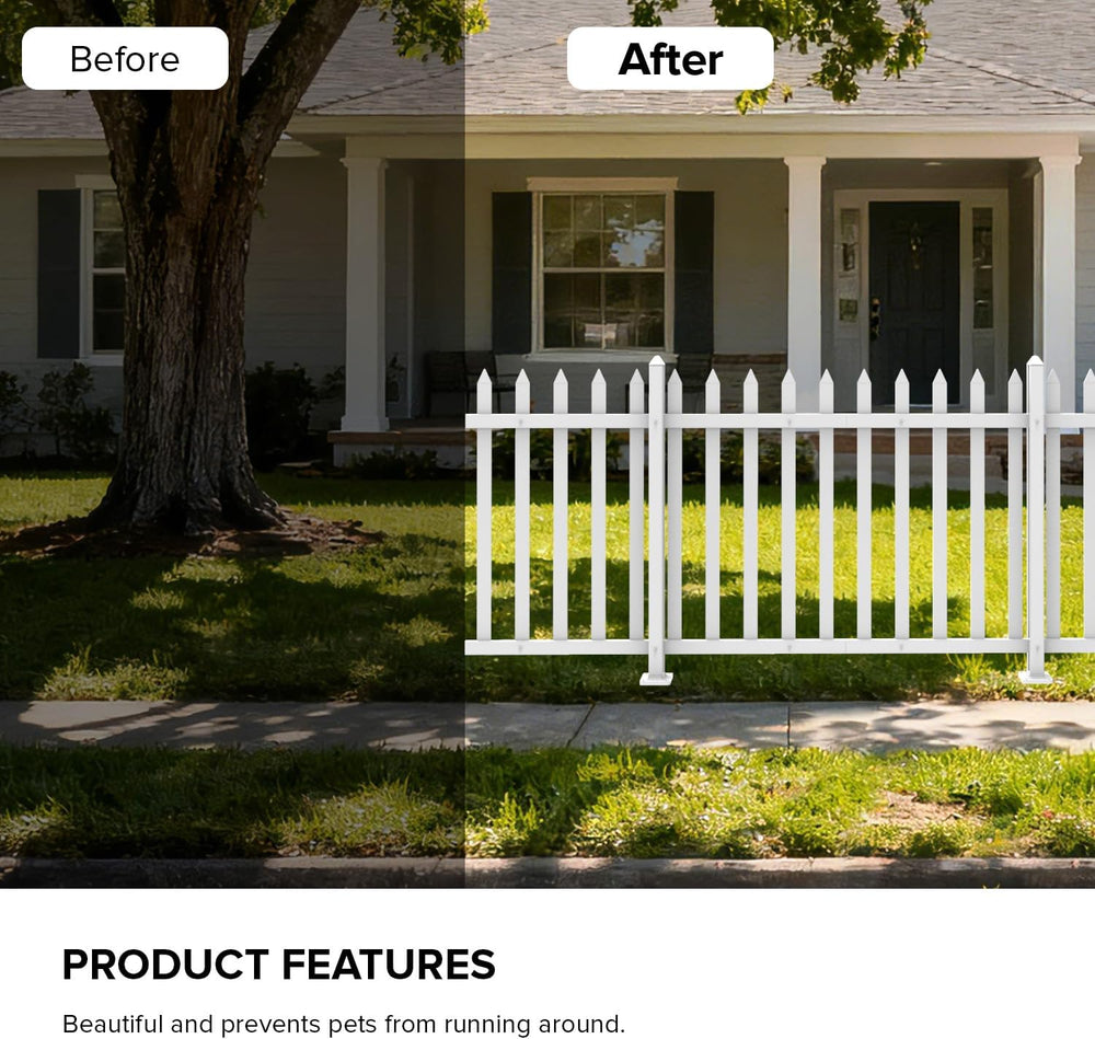 1 Set Vinyl Picket Fence Panels White 84''Wx36''H PVC Decorat...