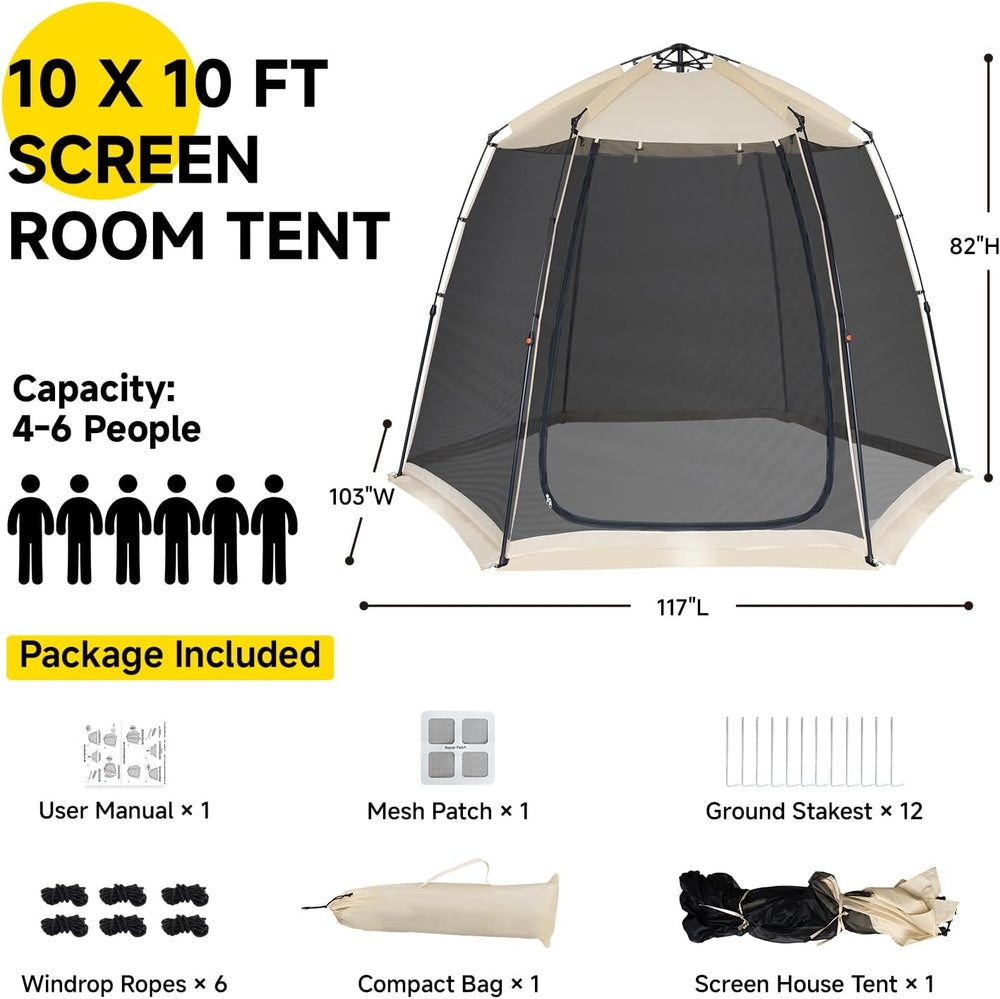 Alvantor® Screen House Gazebo, 4-6 Person Pop Up Screen Tent, Instant Screen ...